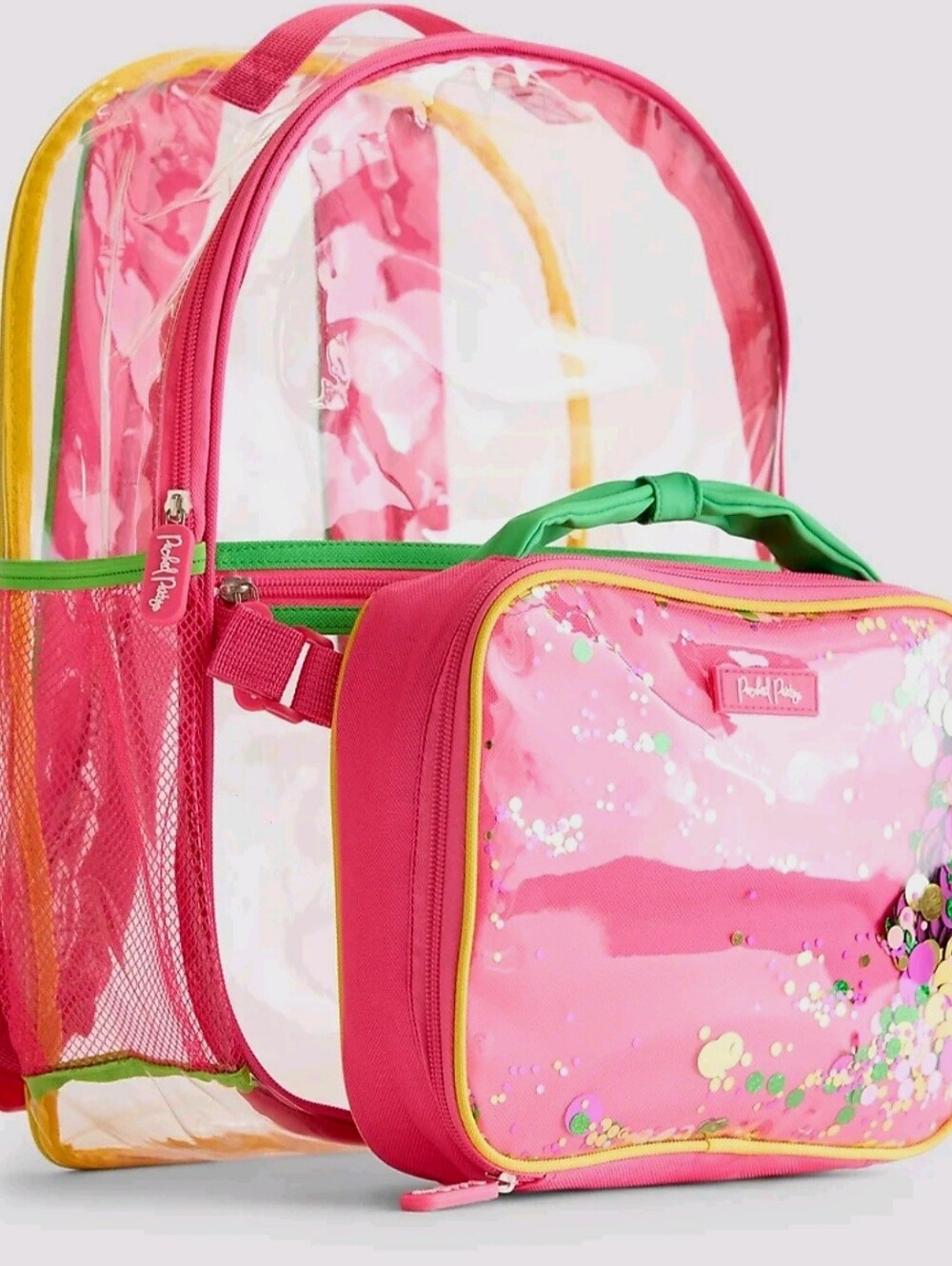 Packed Party Girls Confetti Clear Backpack and Lunch Box Set